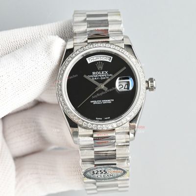 Clean Factory Rolex Datejust 3255 Black Face Watch 36mm 